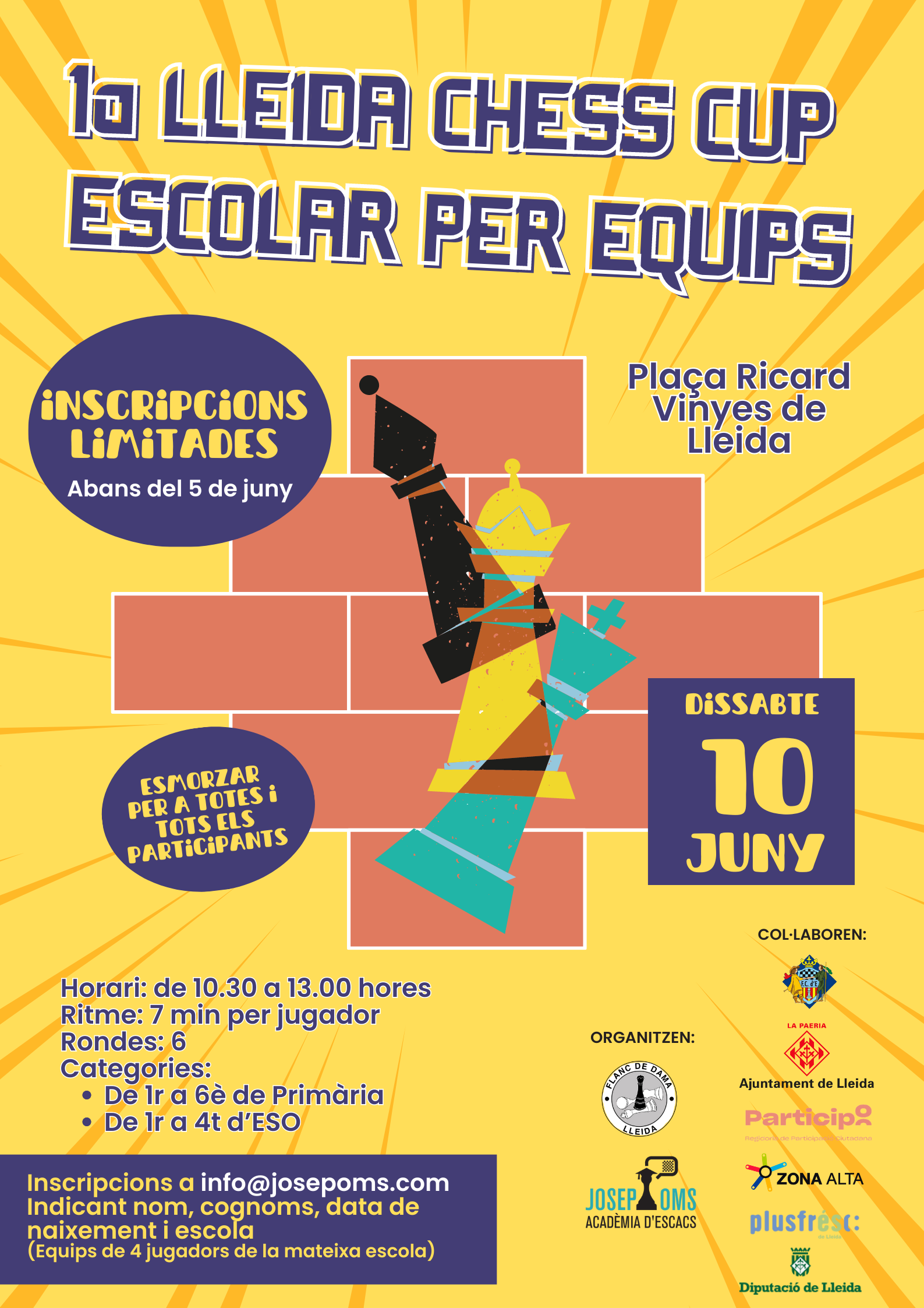 Featured image for “Llega a la ciudad la 1a Lleida Chess Cup Escolar por Equipos de la mano de ADEJO y Flanc de Dama”