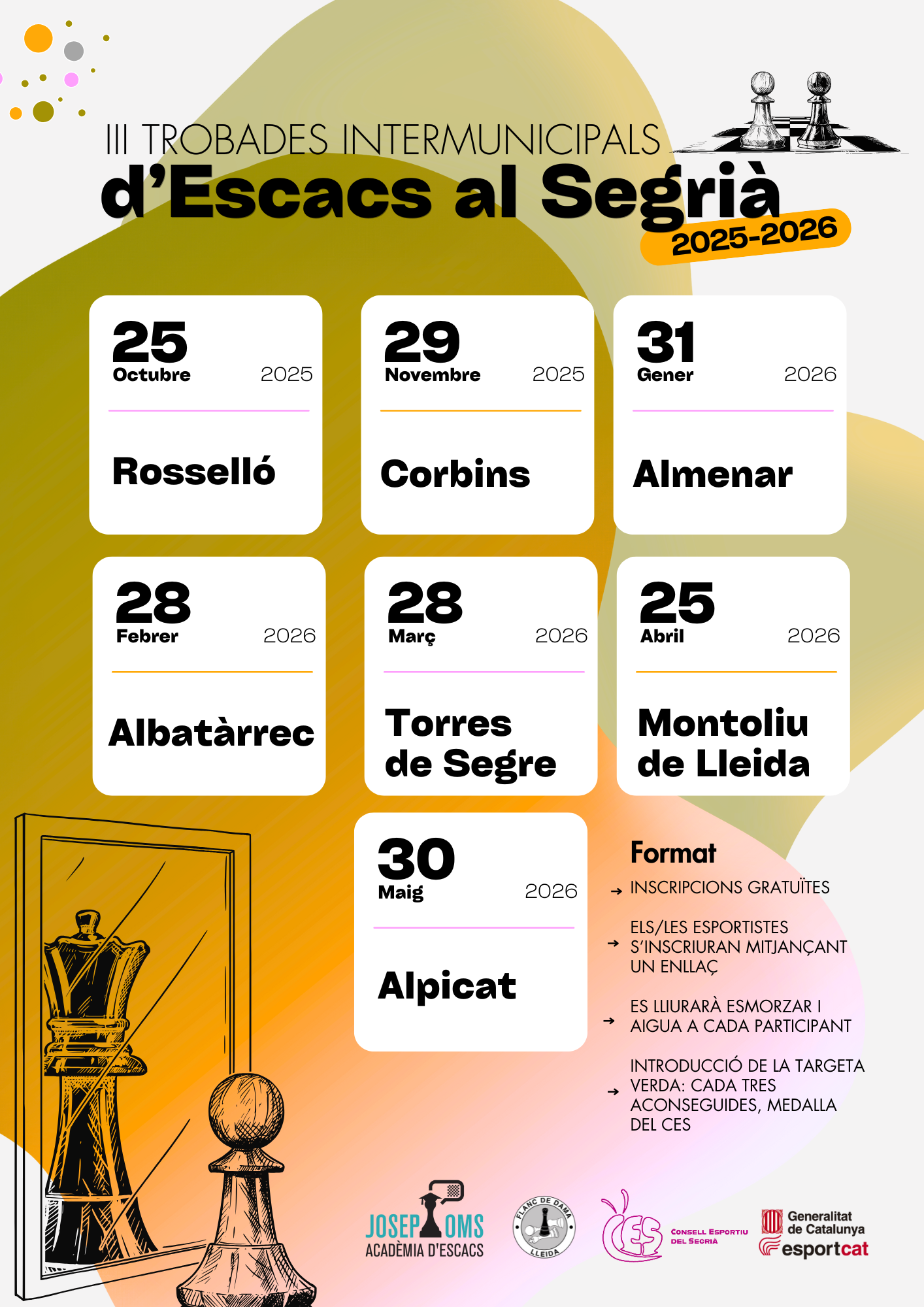 Featured image for “El Segrià se prepara para una nueva jugada: los Encuentros Intermunicipales de Ajedrez”