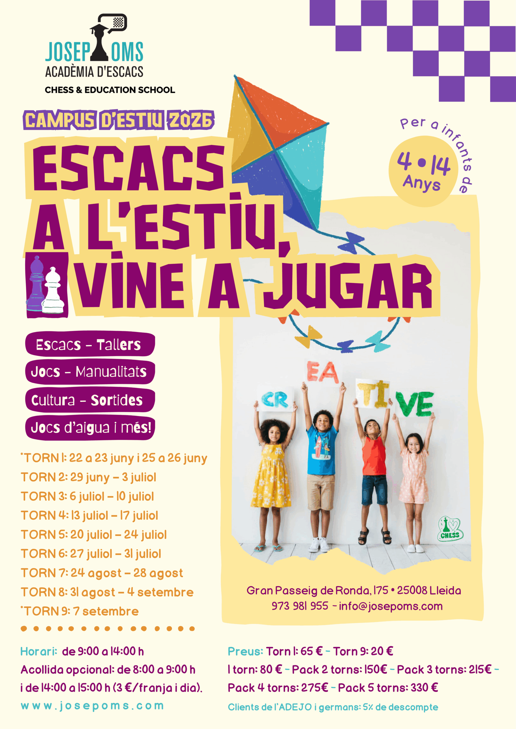 Featured image for “Campus d’Estiu d’Escacs ADEJO 2026: aprèn, juga i gaudeix de l’estiu a Lleida”