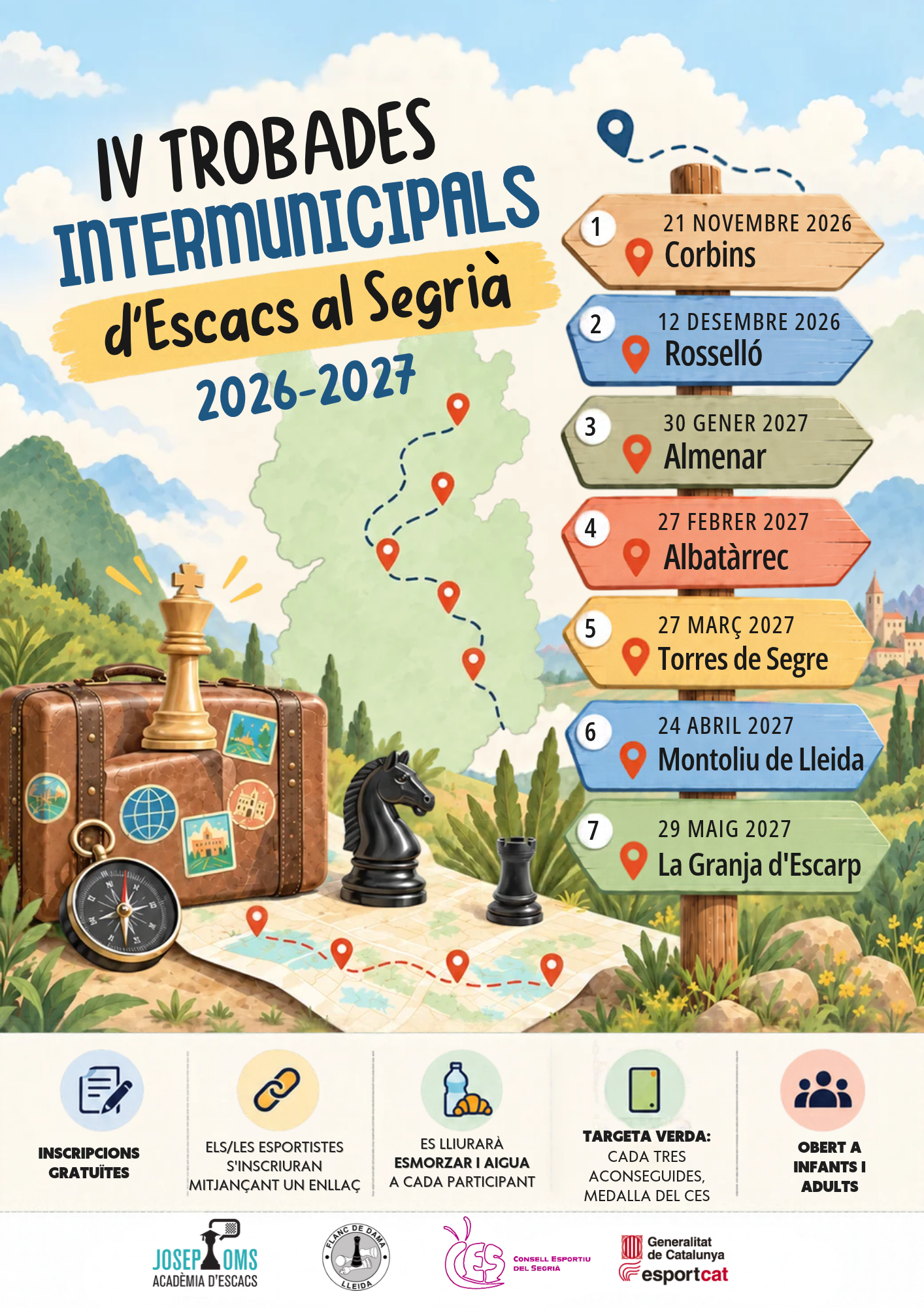 Featured image for “Les IV Trobades Intermunicipals d’Escacs al Segrià recorreran set municipis durant la temporada 2026-2027”